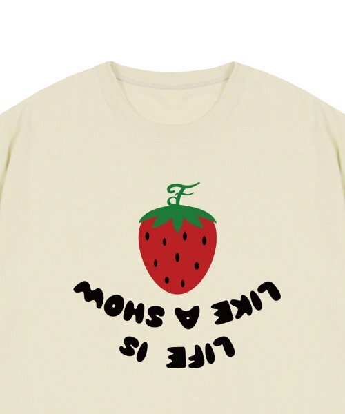 GRAVER（グレーバー）の「[ユニセックス]ストロベリーリバースロゴ半袖Tシャツ_サンドベージュ（Tシャツ/カットソー・レディース・ベージュ・MEDIUM/LARGE/X-LARGE/SMALL）」の3枚目の写真