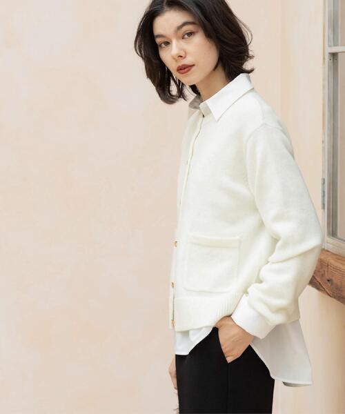 OPAQUE.CLIP(オペークドットクリップ)の「金ボタンラメニットカーディガン【洗濯機OK】(カーディガン/ボレロ・レディース・ブラック/ダークグレー/ワインレッド/オフホワイト・42/40/38)」の7枚目の写真