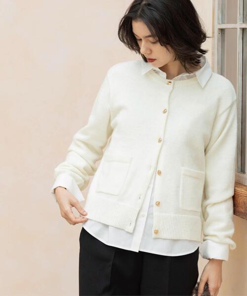 OPAQUE.CLIP(オペークドットクリップ)の「金ボタンラメニットカーディガン【洗濯機OK】(カーディガン/ボレロ・レディース・ブラック/ダークグレー/ワインレッド/オフホワイト・42/40/38)」の9枚目の写真