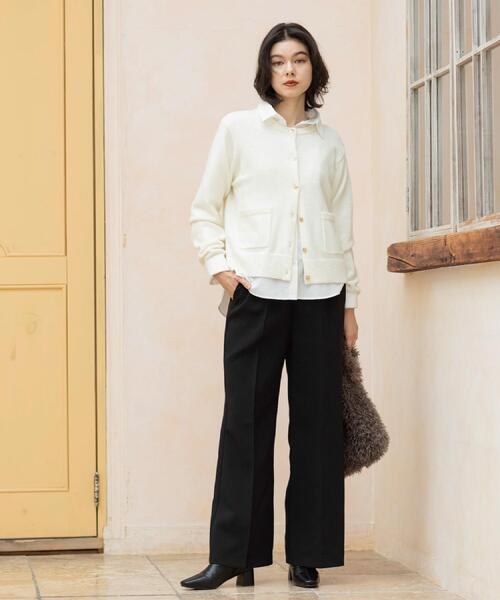 OPAQUE.CLIP(オペークドットクリップ)の「金ボタンラメニットカーディガン【洗濯機OK】(カーディガン/ボレロ・レディース・ブラック/ダークグレー/ワインレッド/オフホワイト・42/40/38)」の10枚目の写真