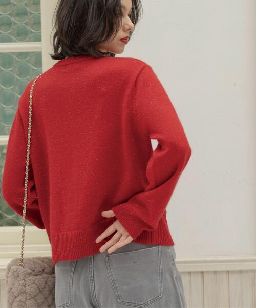 OPAQUE.CLIP(オペークドットクリップ)の「金ボタンラメニットカーディガン【洗濯機OK】(カーディガン/ボレロ・レディース・ブラック/ダークグレー/ワインレッド/オフホワイト・42/40/38)」の22枚目の写真