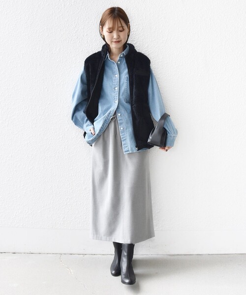 シップス（SHIPS）/〈手洗い可能〉両面起毛 ドロスト スカート 手洗い可能〉両面起毛 ドロスト スカート（スカート）｜SHIPS