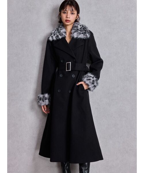 GYDA（ジェイダ）の「ベルト付タイトエコファーロングコート（チェスターコート・レディース・ブラック・FREE）」の2枚目の写真