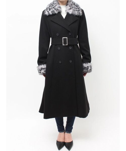 GYDA（ジェイダ）の「ベルト付タイトエコファーロングコート（チェスターコート・レディース・ブラック・FREE）」の8枚目の写真