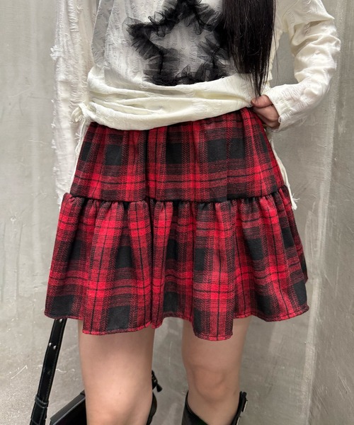 Figments（フィグメンツ）の「フリルチェックスカパン（スカート・レディース・ブラック/レッド・FREE）」の2枚目の写真