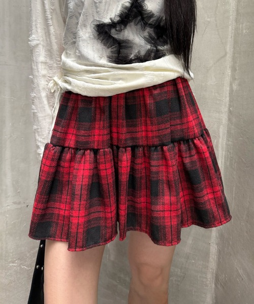 Figments（フィグメンツ）の「フリルチェックスカパン（スカート・レディース・ブラック/レッド・FREE）」の10枚目の写真