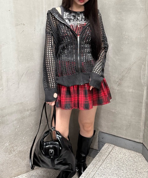 Figments（フィグメンツ）の「フリルチェックスカパン（スカート・レディース・ブラック/レッド・FREE）」の11枚目の写真