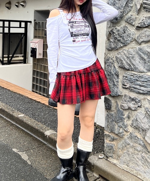 Figments（フィグメンツ）の「フリルチェックスカパン（スカート・レディース・ブラック/レッド・FREE）」の12枚目の写真