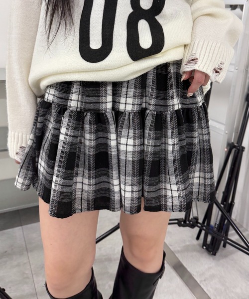 Figments（フィグメンツ）の「フリルチェックスカパン（スカート・レディース・ブラック/レッド・FREE）」の6枚目の写真