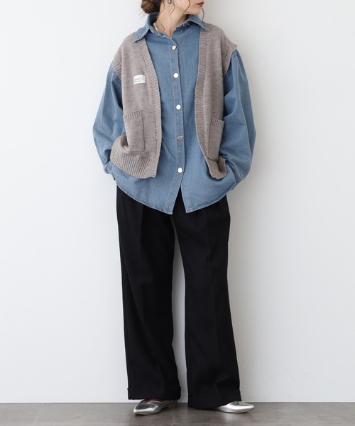 A.N.L(エーエヌエル レーベル)の「A.N.L フェイクレイヤードデニムジャケット(デニムジャケット・レディース・グレー/ネイビー・38)」の6枚目の写真