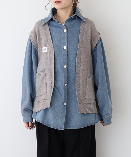 A.N.L(エーエヌエル レーベル)の「A.N.L フェイクレイヤードデニムジャケット(デニムジャケット・レディース・グレー/ネイビー・38)」の7枚目の写真