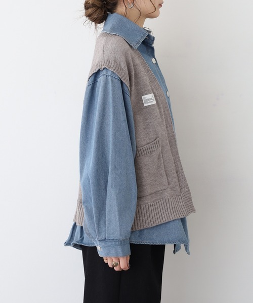 A.N.L(エーエヌエル レーベル)の「A.N.L フェイクレイヤードデニムジャケット(デニムジャケット・レディース・グレー/ネイビー・38)」の8枚目の写真