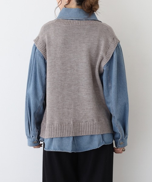 A.N.L(エーエヌエル レーベル)の「A.N.L フェイクレイヤードデニムジャケット(デニムジャケット・レディース・グレー/ネイビー・38)」の9枚目の写真