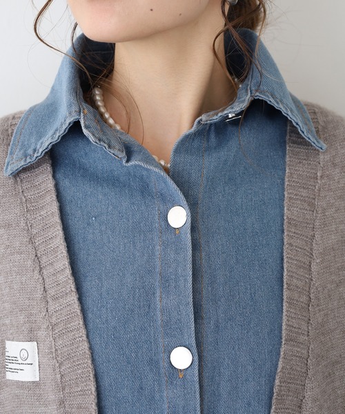 A.N.L(エーエヌエル レーベル)の「A.N.L フェイクレイヤードデニムジャケット(デニムジャケット・レディース・グレー/ネイビー・38)」の10枚目の写真