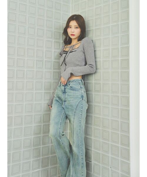 EATME(イートミー)の「バイカラーキャミニットアンサンブル(ニット/セーター・レディース・グレー/ベージュ/ブラック・FREE)」の5枚目の写真