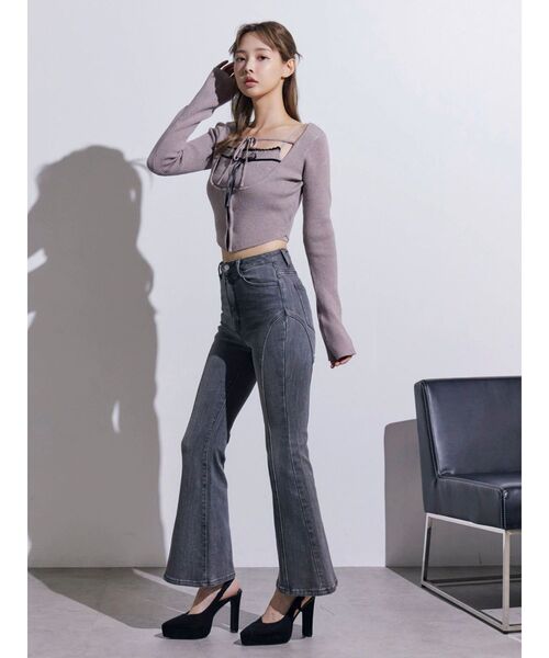 EATME(イートミー)の「バイカラーキャミニットアンサンブル(ニット/セーター・レディース・グレー/ベージュ/ブラック・FREE)」の7枚目の写真