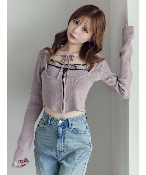 EATME(イートミー)の「バイカラーキャミニットアンサンブル(ニット/セーター・レディース・グレー/ベージュ/ブラック・FREE)」の8枚目の写真