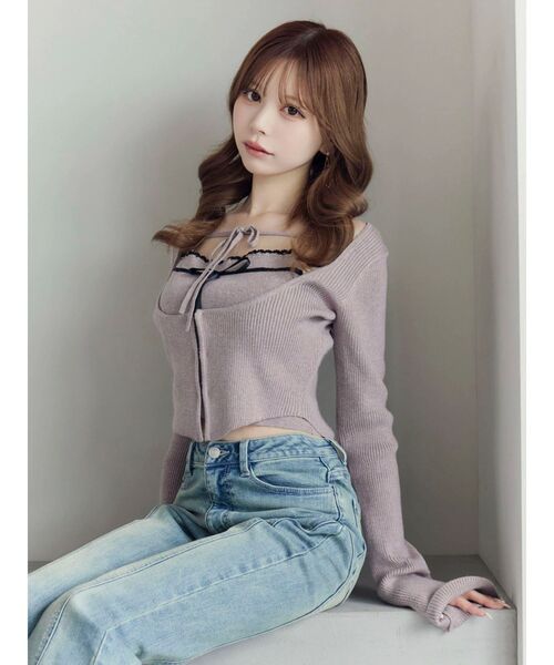 EATME(イートミー)の「バイカラーキャミニットアンサンブル(ニット/セーター・レディース・グレー/ベージュ/ブラック・FREE)」の9枚目の写真