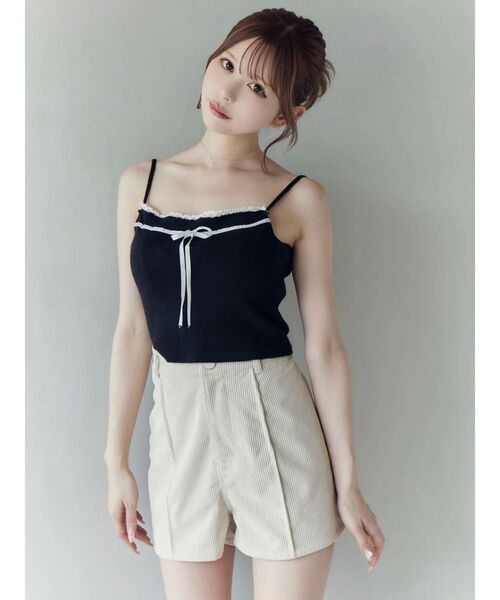 EATME（イートミー）の「バイカラーキャミニットアンサンブル（ニット/セーター・レディース・グレー/ベージュ/ブラック/オフホワイト・FREE）」の6枚目の写真