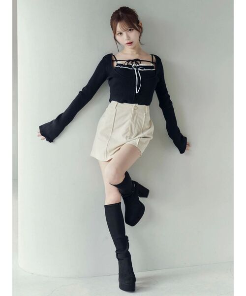 EATME（イートミー）の「バイカラーキャミニットアンサンブル（ニット/セーター・レディース・グレー/ベージュ/ブラック/オフホワイト・FREE）」の8枚目の写真