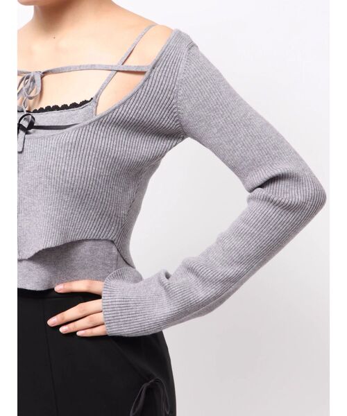 EATME（イートミー）の「バイカラーキャミニットアンサンブル（ニット/セーター・レディース・グレー/ベージュ/ブラック/オフホワイト・FREE）」の22枚目の写真