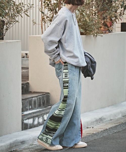 ALL RUNS(オールランズ)の「Sports Muffler Wide Denim Pants サッカーマフラー イージーデニムパンツ(デニムパンツ・メンズ・その他1/その他2/その他3/その他4/その他5・FREE)」の4枚目の写真