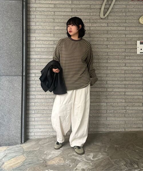 SUPERSUB（スーパーサブ）の「ストライプラグラン長袖Tシャツ - オートミール（Tシャツ/カットソー・レディース・その他・MEDIUM/LARGE）」の9枚目の写真