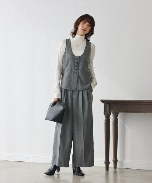 RIVE DROITE（リヴドロワ）の「【セットアップ対応可】ウーリーツイルジレ（ベスト・レディース・ブラウン/グレー・FREE）」の4枚目の写真