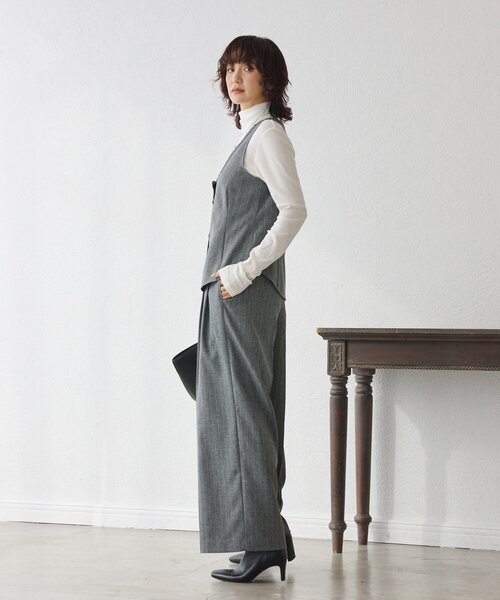 RIVE DROITE（リヴドロワ）の「【セットアップ対応可】ウーリーツイルジレ（ベスト・レディース・ブラウン/グレー・FREE）」の5枚目の写真