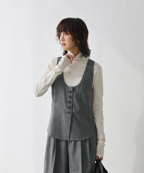RIVE DROITE（リヴドロワ）の「【セットアップ対応可】ウーリーツイルジレ（ベスト・レディース・ブラウン/グレー・FREE）」の8枚目の写真