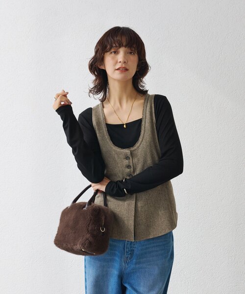 RIVE DROITE（リヴドロワ）の「【セットアップ対応可】ウーリーツイルジレ（ベスト・レディース・ブラウン/グレー・FREE）」の21枚目の写真