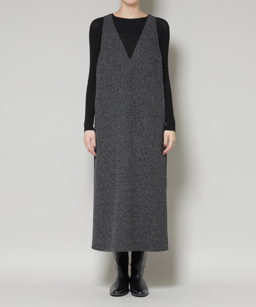 NANO universe（ナノユニバース）の「ツイードIラインワンピース×シアーリブニットセット（ワンピース・レディース・ブラック/アイボリー・S/M）」の17枚目の写真