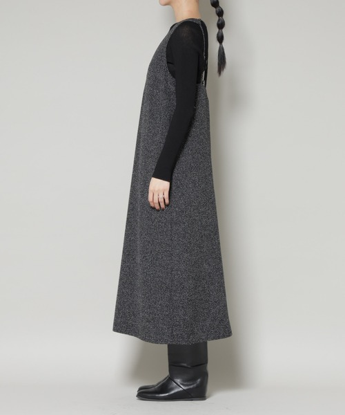 NANO universe（ナノユニバース）の「ツイードIラインワンピース×シアーリブニットセット（ワンピース・レディース・ブラック/アイボリー・S/M）」の18枚目の写真