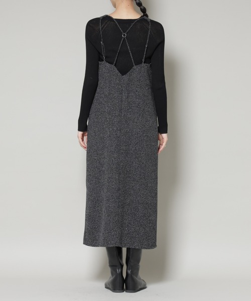 NANO universe（ナノユニバース）の「ツイードIラインワンピース×シアーリブニットセット（ワンピース・レディース・ブラック/アイボリー・S/M）」の19枚目の写真