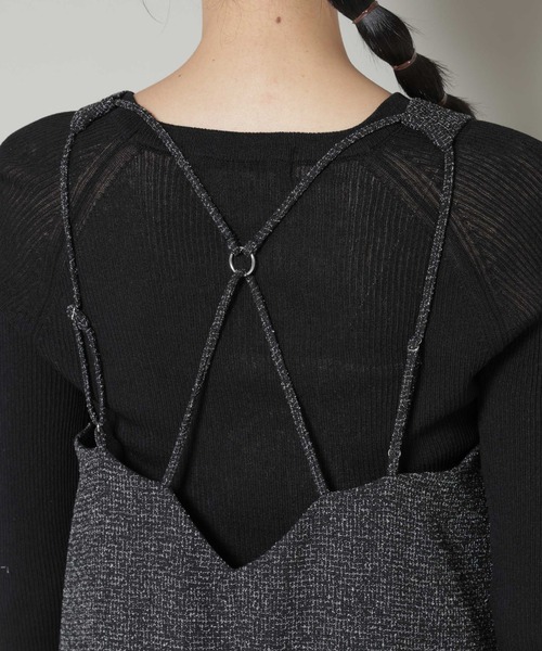 NANO universe（ナノユニバース）の「ツイードIラインワンピース×シアーリブニットセット（ワンピース・レディース・ブラック/アイボリー・S/M）」の20枚目の写真