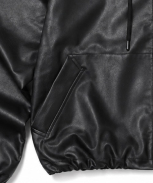 SHIBUYA Zy.(シブヤジー)の「Nightfallレザータッチオーバーサイズフーディ(ブルゾン・メンズ・ブラック・M/L/XL)」の7枚目の写真