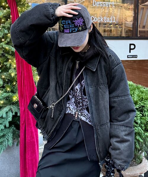 MAINBOOTH(メインブース)の「Vintage Denim Puffer Jacket(BLACK)(ダウンジャケット/コート・レディース・その他・3/2)」の3枚目の写真