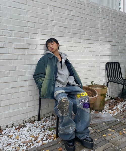 MAINBOOTH(メインブース)の「Vintage Denim Puffer Jacket(BLACK)(ダウンジャケット/コート・レディース・その他・3/2)」の5枚目の写真