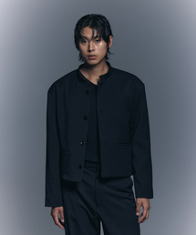 BOWLOW PRODUCT（バウロープロダクト）の「TR Stand Collar Crop Jacket [Navy]（テーラードジャケット）」