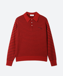 02 M.C UNISEX, Stripe Wool Collar Knit / Deep Red
