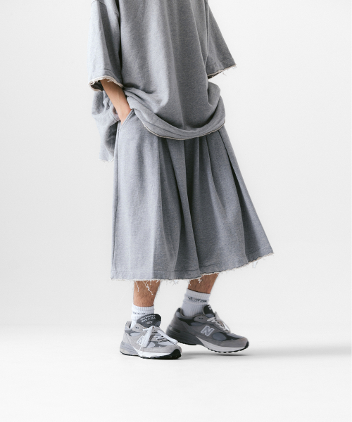 ANGLAN（アングラン）の「Valley Tuck Sweat Half Pants - Melange Grey（その他パンツ・メンズ・その他・ONE SIZE）」の2枚目の写真
