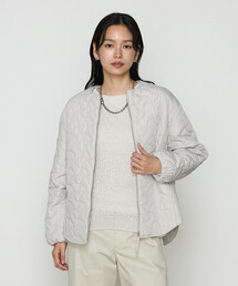 Gabardine K.T（ギャバジンケーティー）の「〔 +サイズ 〕 波柄Wキルト ノーカラーブルゾン（ブルゾン）」