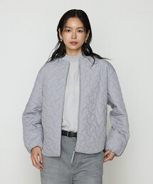 Gabardine K.T | 〔 +サイズ 〕 波柄Wキルト ノーカラーブルゾン(ブルゾン)