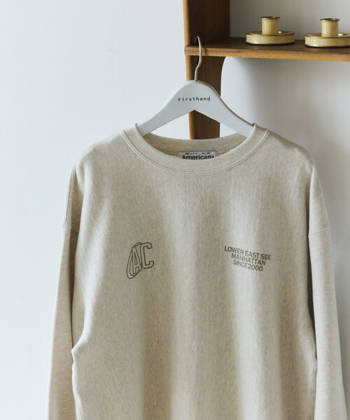 AMERICANA（アメリカーナ）の「Americana × Firsthand/アメリカーナ 別注 ダブルプリント クルーネックスウェット / ロゴプリント（スウェット・レディース・ブルーグリーン/ダークブラウン/オフホワイト・ONE SIZE）」の2枚目の写真