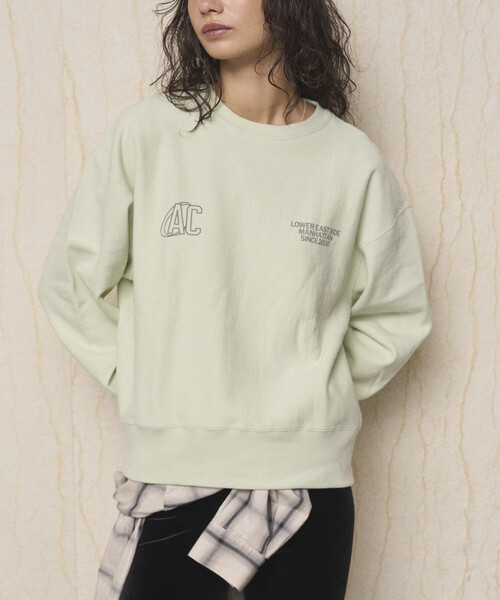 AMERICANA（アメリカーナ）の「Americana × Firsthand/アメリカーナ 別注 ダブルプリント クルーネックスウェット / ロゴプリント（スウェット・レディース・ブルーグリーン/ダークブラウン/オフホワイト・ONE SIZE）」の3枚目の写真