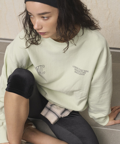 美品　アメリカーナAmericanaモカ色 クルーネック スウェット Americana × Firsthand/アメリカーナ 別注 ダブルプリント クルー