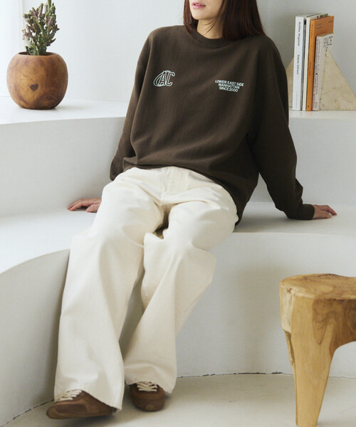 AMERICANA（アメリカーナ）の「Americana × Firsthand/アメリカーナ 別注 ダブルプリント クルーネックスウェット / ロゴプリント（スウェット・レディース・ブルーグリーン/ダークブラウン/オフホワイト・ONE SIZE）」の14枚目の写真