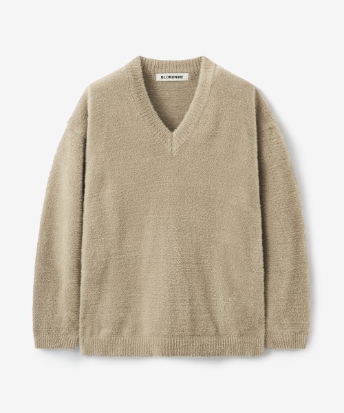 BLOND9(ブロンドナイン)の「ソフトウィングヤーンVネックニット_オートミール(ニット/セーター・メンズ・ダークブラウン・LARGE/MEDIUM/X-LARGE)」の5枚目の写真