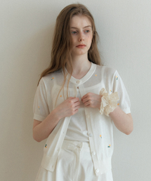 BLOOM STITCH CARDIGAN_WHITE