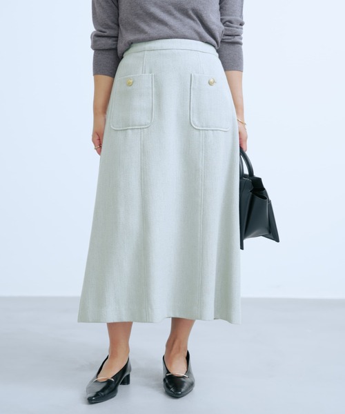 COHINA（コヒナ）の「ミックスツイードスカート 【低身長・小柄女性】（スカート・レディース・ブルー/ホワイト・S-Regular/XS-Regular/S-Short/XS-Short）」の2枚目の写真